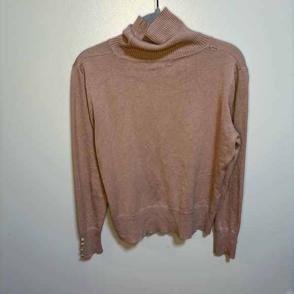 Spense Knits Brown Knit Turtleneck Medium Long Sleeve Neutral Minimalist Sweater - Picture 11 of 12